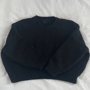 Babaa black cotton cropped sweater